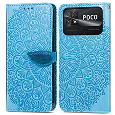 Handytasche Stand Schutzhülle Flip Leder Hülle Modisch Muster S04D für Xiaomi Poco C40 Blau