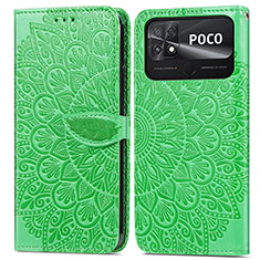 Handytasche Stand Schutzhülle Flip Leder Hülle Modisch Muster S04D für Xiaomi Poco C40 Grün