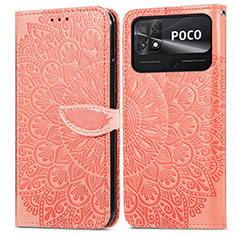 Handytasche Stand Schutzhülle Flip Leder Hülle Modisch Muster S04D für Xiaomi Poco C40 Orange