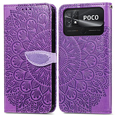 Handytasche Stand Schutzhülle Flip Leder Hülle Modisch Muster S04D für Xiaomi Poco C40 Violett