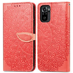 Handytasche Stand Schutzhülle Flip Leder Hülle Modisch Muster S04D für Xiaomi Poco M5S Rot