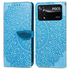 Handytasche Stand Schutzhülle Flip Leder Hülle Modisch Muster S04D für Xiaomi Poco X4 Pro 5G Blau