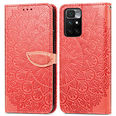 Handytasche Stand Schutzhülle Flip Leder Hülle Modisch Muster S04D für Xiaomi Redmi 10 4G Rot