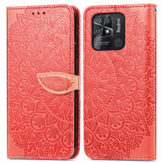 Handytasche Stand Schutzhülle Flip Leder Hülle Modisch Muster S04D für Xiaomi Redmi 10 Power Rot