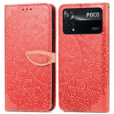 Handytasche Stand Schutzhülle Flip Leder Hülle Modisch Muster S04D für Xiaomi Redmi Note 11E Pro 5G Rot