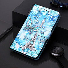 Handytasche Stand Schutzhülle Flip Leder Hülle Modisch Muster Y01B für Samsung Galaxy A20s Hellblau