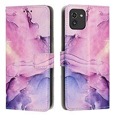 Handytasche Stand Schutzhülle Flip Leder Hülle Modisch Muster Y01X für Samsung Galaxy A03 Violett