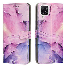 Handytasche Stand Schutzhülle Flip Leder Hülle Modisch Muster Y01X für Samsung Galaxy A12 Violett