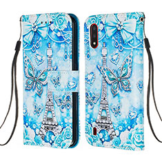 Handytasche Stand Schutzhülle Flip Leder Hülle Modisch Muster Y02B für Samsung Galaxy A01 SM-A015 Hellblau