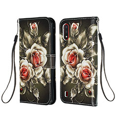 Handytasche Stand Schutzhülle Flip Leder Hülle Modisch Muster Y02B für Samsung Galaxy A01 SM-A015 Rot