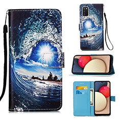 Handytasche Stand Schutzhülle Flip Leder Hülle Modisch Muster Y02B für Samsung Galaxy A02s Königs Blau