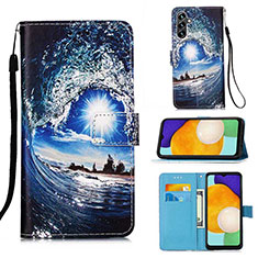 Handytasche Stand Schutzhülle Flip Leder Hülle Modisch Muster Y02B für Samsung Galaxy A04s Königs Blau