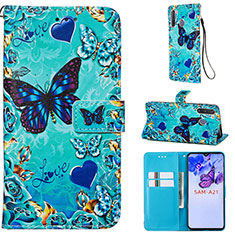 Handytasche Stand Schutzhülle Flip Leder Hülle Modisch Muster Y02B für Samsung Galaxy A21 European Hellblau