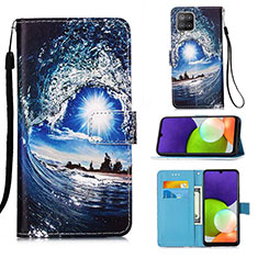 Handytasche Stand Schutzhülle Flip Leder Hülle Modisch Muster Y02B für Samsung Galaxy A22 4G Königs Blau