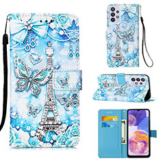 Handytasche Stand Schutzhülle Flip Leder Hülle Modisch Muster Y02B für Samsung Galaxy A23 4G Hellblau