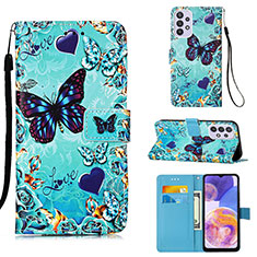 Handytasche Stand Schutzhülle Flip Leder Hülle Modisch Muster Y02B für Samsung Galaxy A23 4G Hellblau