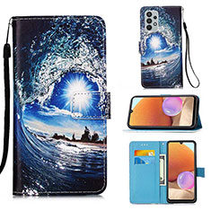 Handytasche Stand Schutzhülle Flip Leder Hülle Modisch Muster Y02B für Samsung Galaxy A32 4G Königs Blau