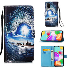 Handytasche Stand Schutzhülle Flip Leder Hülle Modisch Muster Y02B für Samsung Galaxy A41 Königs Blau