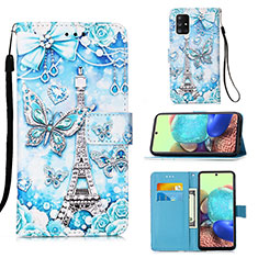 Handytasche Stand Schutzhülle Flip Leder Hülle Modisch Muster Y02B für Samsung Galaxy A71 4G A715 Hellblau