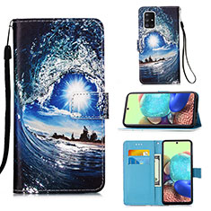 Handytasche Stand Schutzhülle Flip Leder Hülle Modisch Muster Y02B für Samsung Galaxy A71 5G Königs Blau