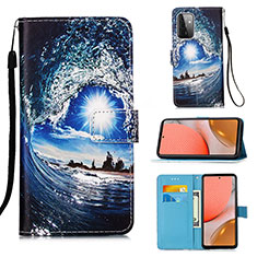 Handytasche Stand Schutzhülle Flip Leder Hülle Modisch Muster Y02B für Samsung Galaxy A72 5G Königs Blau