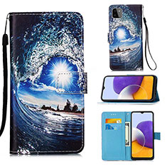 Handytasche Stand Schutzhülle Flip Leder Hülle Modisch Muster Y02B für Samsung Galaxy F42 5G Königs Blau