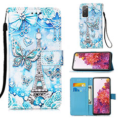 Handytasche Stand Schutzhülle Flip Leder Hülle Modisch Muster Y02B für Samsung Galaxy S20 FE 4G Hellblau