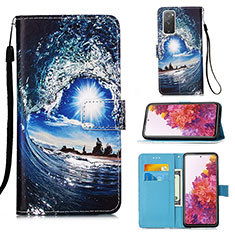 Handytasche Stand Schutzhülle Flip Leder Hülle Modisch Muster Y02B für Samsung Galaxy S20 FE 4G Königs Blau