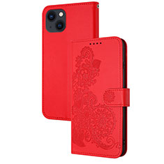 Handytasche Stand Schutzhülle Flip Leder Hülle Modisch Muster Y02X für Apple iPhone 13 Rot