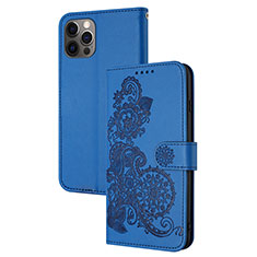 Handytasche Stand Schutzhülle Flip Leder Hülle Modisch Muster Y02X für Apple iPhone 14 Pro Blau