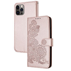 Handytasche Stand Schutzhülle Flip Leder Hülle Modisch Muster Y02X für Apple iPhone 14 Pro Max Rosegold