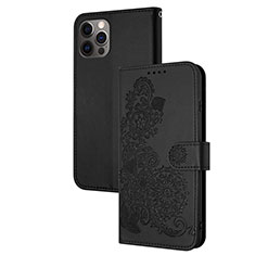 Handytasche Stand Schutzhülle Flip Leder Hülle Modisch Muster Y02X für Apple iPhone 14 Pro Max Schwarz