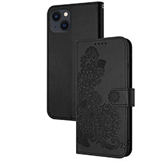 Handytasche Stand Schutzhülle Flip Leder Hülle Modisch Muster Y02X für Apple iPhone 15 Plus Schwarz