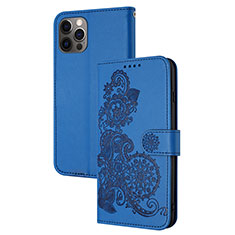 Handytasche Stand Schutzhülle Flip Leder Hülle Modisch Muster Y02X für Apple iPhone 15 Pro Blau