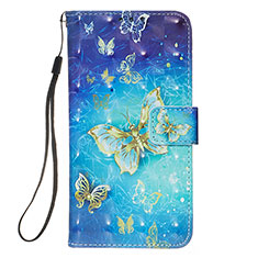 Handytasche Stand Schutzhülle Flip Leder Hülle Modisch Muster Y03B für Samsung Galaxy A01 SM-A015 Hellblau