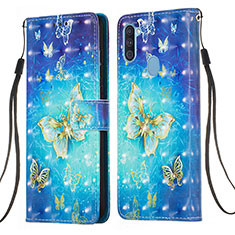 Handytasche Stand Schutzhülle Flip Leder Hülle Modisch Muster Y03B für Samsung Galaxy A11 Hellblau