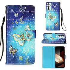 Handytasche Stand Schutzhülle Flip Leder Hülle Modisch Muster Y03B für Samsung Galaxy A15 4G Hellblau