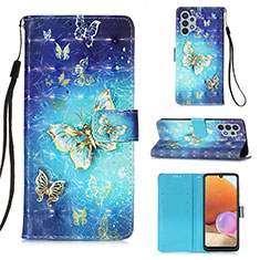 Handytasche Stand Schutzhülle Flip Leder Hülle Modisch Muster Y03B für Samsung Galaxy A32 4G Hellblau