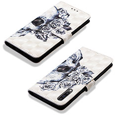 Handytasche Stand Schutzhülle Flip Leder Hülle Modisch Muster Y03B für Samsung Galaxy A50 Schwarz