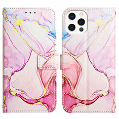 Handytasche Stand Schutzhülle Flip Leder Hülle Modisch Muster Y04B für Apple iPhone 13 Pro Rosa