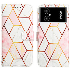 Handytasche Stand Schutzhülle Flip Leder Hülle Modisch Muster Y04B für Xiaomi Poco M4 5G Weiß