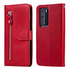 Handytasche Stand Schutzhülle Flip Leder Hülle N01 für Huawei P40 Pro Rot