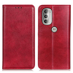 Handytasche Stand Schutzhülle Flip Leder Hülle N01P für Motorola Moto G51 5G Rot