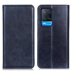 Handytasche Stand Schutzhülle Flip Leder Hülle N01P für Oppo A54 4G Blau