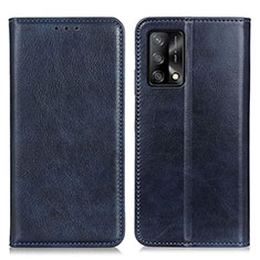 Handytasche Stand Schutzhülle Flip Leder Hülle N01P für Oppo F19 Blau