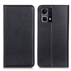 Handytasche Stand Schutzhülle Flip Leder Hülle N01P für Oppo F21 Pro 4G Schwarz