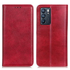 Handytasche Stand Schutzhülle Flip Leder Hülle N01P für Oppo Reno6 5G Rot