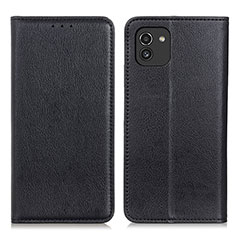 Handytasche Stand Schutzhülle Flip Leder Hülle N01P für Samsung Galaxy A03 Schwarz