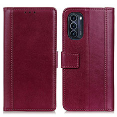 Handytasche Stand Schutzhülle Flip Leder Hülle N02P für Motorola Moto G52j 5G Rot