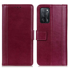 Handytasche Stand Schutzhülle Flip Leder Hülle N02P für Oppo A53s 5G Rot